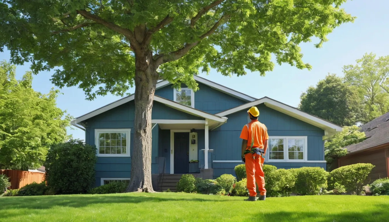 A leaning tree beside a home in Glenview being assessed by a local provider